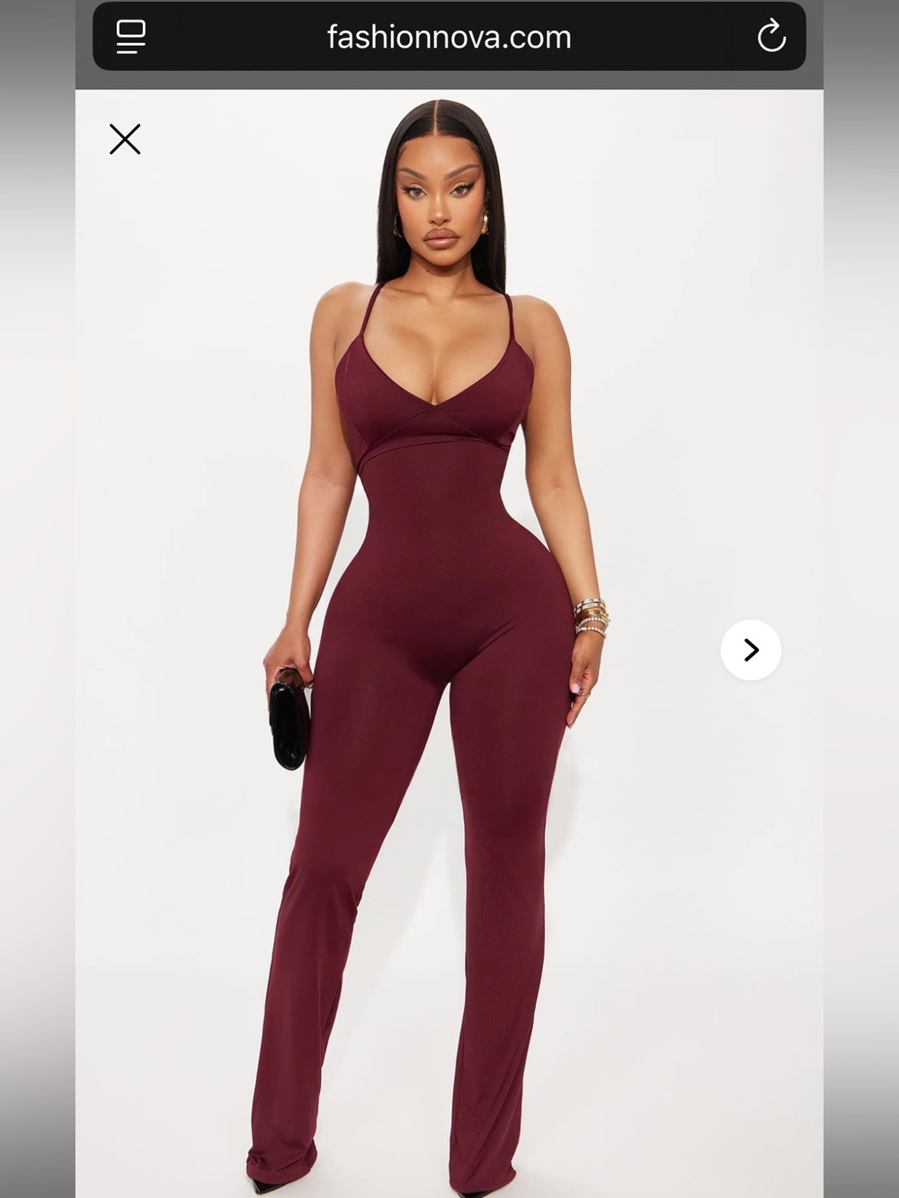 Women’s Fashion Nova Wine Burgundy Seamless V-Neck Jumpsuit